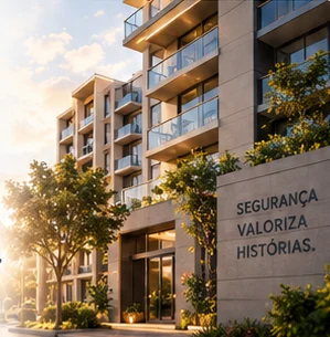 Edifício residencial em meio a jardins
